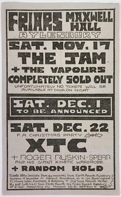 Lot 164 - FRIARS AYLEBURY HANDBILL - THE JAM/ XTC 1979.