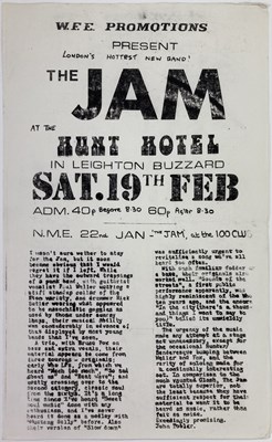 Lot 497 - THE JAM - ORIGINAL 1977 CONCERT HANDBILL.
