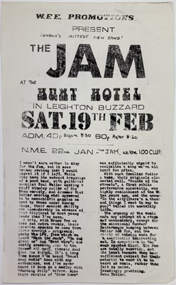 Lot 498 - THE JAM - ORIGINAL 1977 CONCERT HANDBILL.