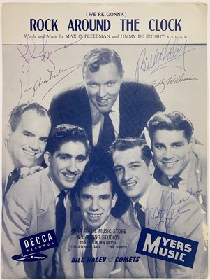 Lot 398 - BILL HALEY - ROCK AROUND THE CLOCK SIGNED SHEET MUSIC.