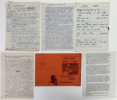 Lot 106 - THE CHARLATANS - HANDWRITTEN NOTES FOR FANZINE