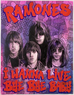 Lot 237 - THE RAMONES - ORIGINAL HAND PAINTED POSTER ART.