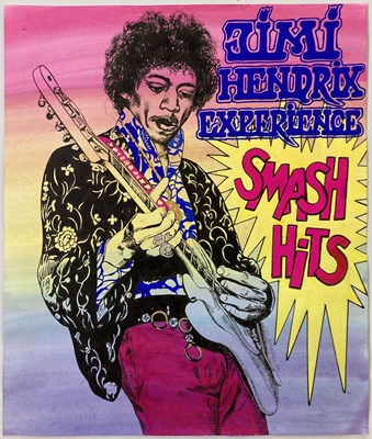 Lot 241 - JIMI HENDRIX - ORIGINAL HAND PAINTED POSTER ART.