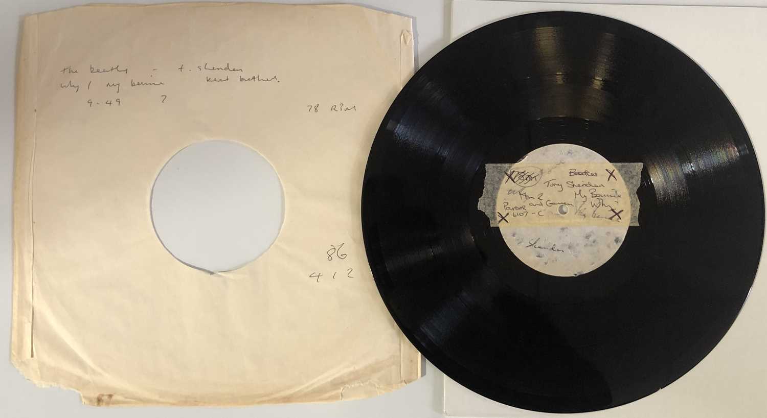 Lot 94 - THE BEATLES/THE BEAT BROTHERS - MY BONNIE/WHY (1961 SINGLE SIDED 78RPM GERMAN DEUTSCHE GRAMMOPHON ACETATE RECORDING)