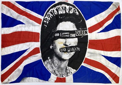 Lot 476 - THE SEX PISTOLS - ORIGINAL GOD SAVE THE QUEEN FLAG.