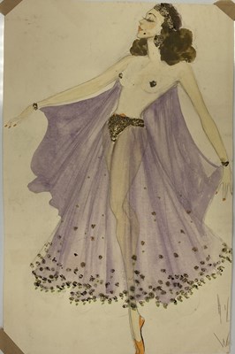 Lot 124 - HILDA WETTON (1896-1980) - HAND DRAWN WINDMILL THEATRE SHOWGIRL COSTUME DESIGN