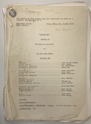 Lot 131 - DOCTOR WHO MARK OF THE RANI PART ONE ORIGINAL SCRIPT