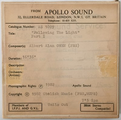 Lot 1193 - ALBERT ALAN OWEN - FOLLOWING THE LIGHT - REEL-TO-REEL TAPE (AS 1029)