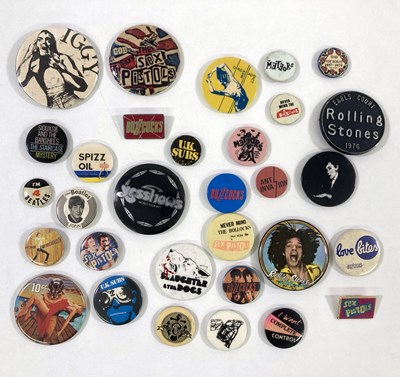 Lot 98 - ORIGINAL BADGE COLLECTION INC 1970S PUNK BADGES.