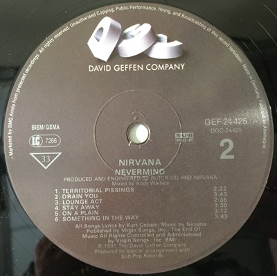 Lot 159 - NIRVANA - NEVERMIND LP (ORIGINAL 1991 EU COPY - GEF 24425).