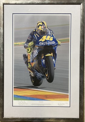 Lot 194 - MOTOGP VALENTINO ROSSI - RAY GOLDSBROUGH 'VALENCIA VICTORY' SIGNED PRINT