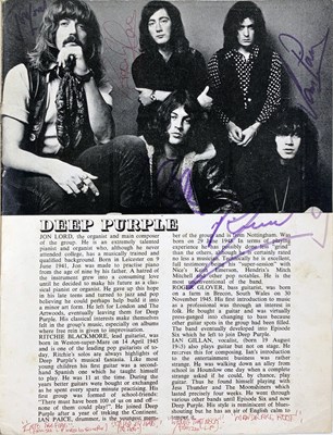 Lot 282 - DEEP PURPLE / CANNED HEAT / RENAISSANCE SIGNED PROGRAMME.