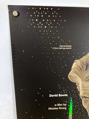 Lot 132 - DAVID BOWIE - THE MAN WHO FELL TO EARTH, MONDO FILM POSTER PRINT WITH COLOUR TITLE.