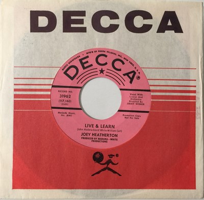 Lot 26 - JOEY HEATHERTON - WHEN YOU CALL ME BABY 7" (US PROMO - NORTHERN - DECCA 31962)