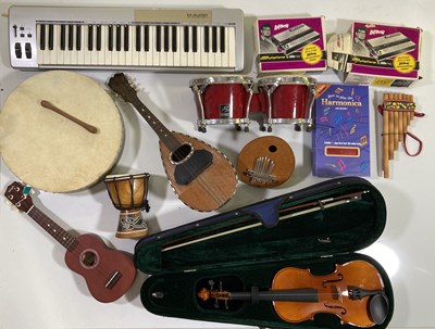 Lot 7 - MIXED MUSICAL INSTRUMENTS (KEYBOARD, STYLOPHONE, UKELELE, PERCUSSION).