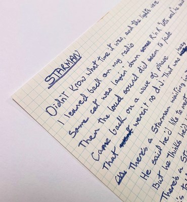 Lot 143 - DAVID BOWIE'S ORIGINAL HANDWRITTEN LYRICS FOR 'STARMAN'.