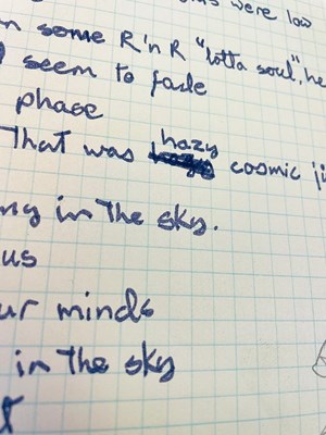 Lot 143 - DAVID BOWIE'S ORIGINAL HANDWRITTEN LYRICS FOR 'STARMAN'.
