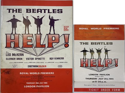 Lot 214 - THE BEATLES - ROYAL PREMIERE PROGRAMME FOR HELP! WITH TICKET ORDER FORM.