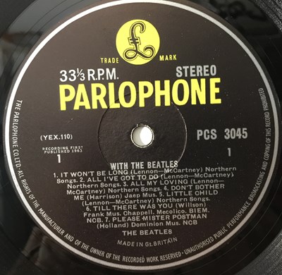 Lot 16 - THE BEATLES - WITH THE BEATLES LP (ORIGINAL UK STEREO COPY - PCS 3045)