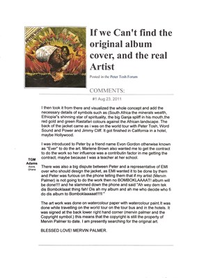 Lot 36 - PETER TOSH - ORIGINAL LP ARTWORK FOR 'MAMA AFRICA'.