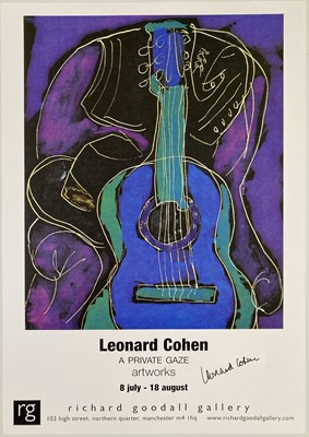 Lot 328 - LEONARD COHEN - A SIGNED EXHIBITION POSTER.