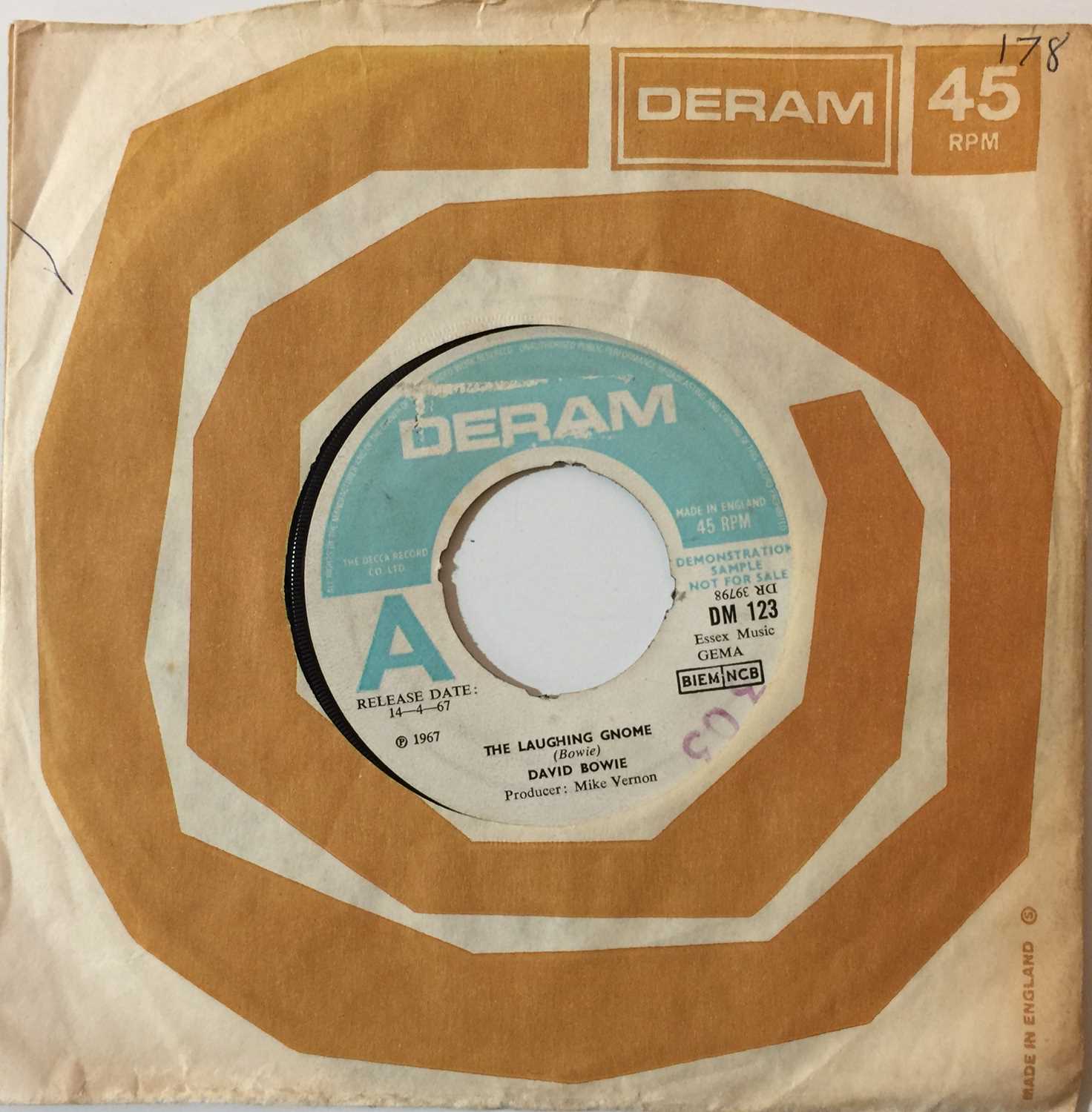 Lot 1 - DAVID BOWIE - THE LAUGHING GNOME - 7" UK PROMO (DM123)