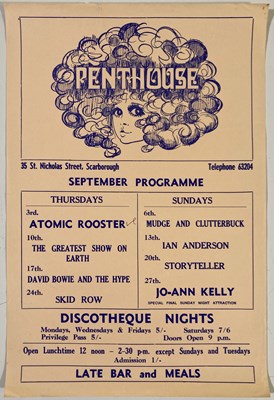 Lot 377 - DAVID BOWIE AND THE HYPE - A RARE POSTER ADVERTISING A SCARBOROUGH CONCERT, 1970.