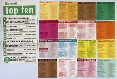 Lot 50 - 1960S MELODY MAKER / TOP 50 CHART SHEETS.