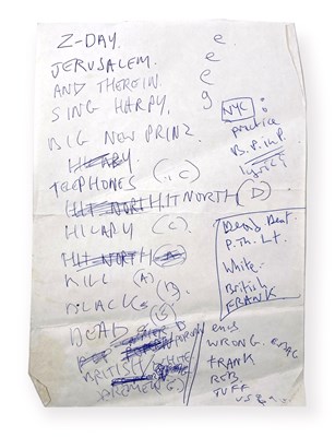 Lot 400 - MARK E. SMITH / THE FALL - A HANDWRITTEN SET LIST.