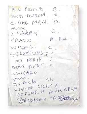 Lot 401 - MARK E. SMITH / THE FALL - A HANDWRITTEN SET LIST.