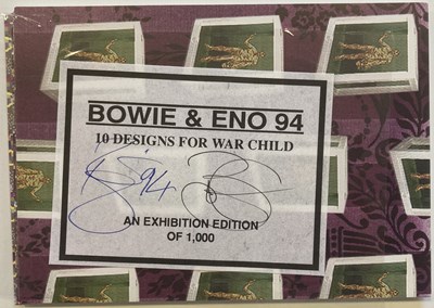 Lot 214 - DAVID BOWIE AND BRIAN ENO SIGNED 1994 POSTCARD SET