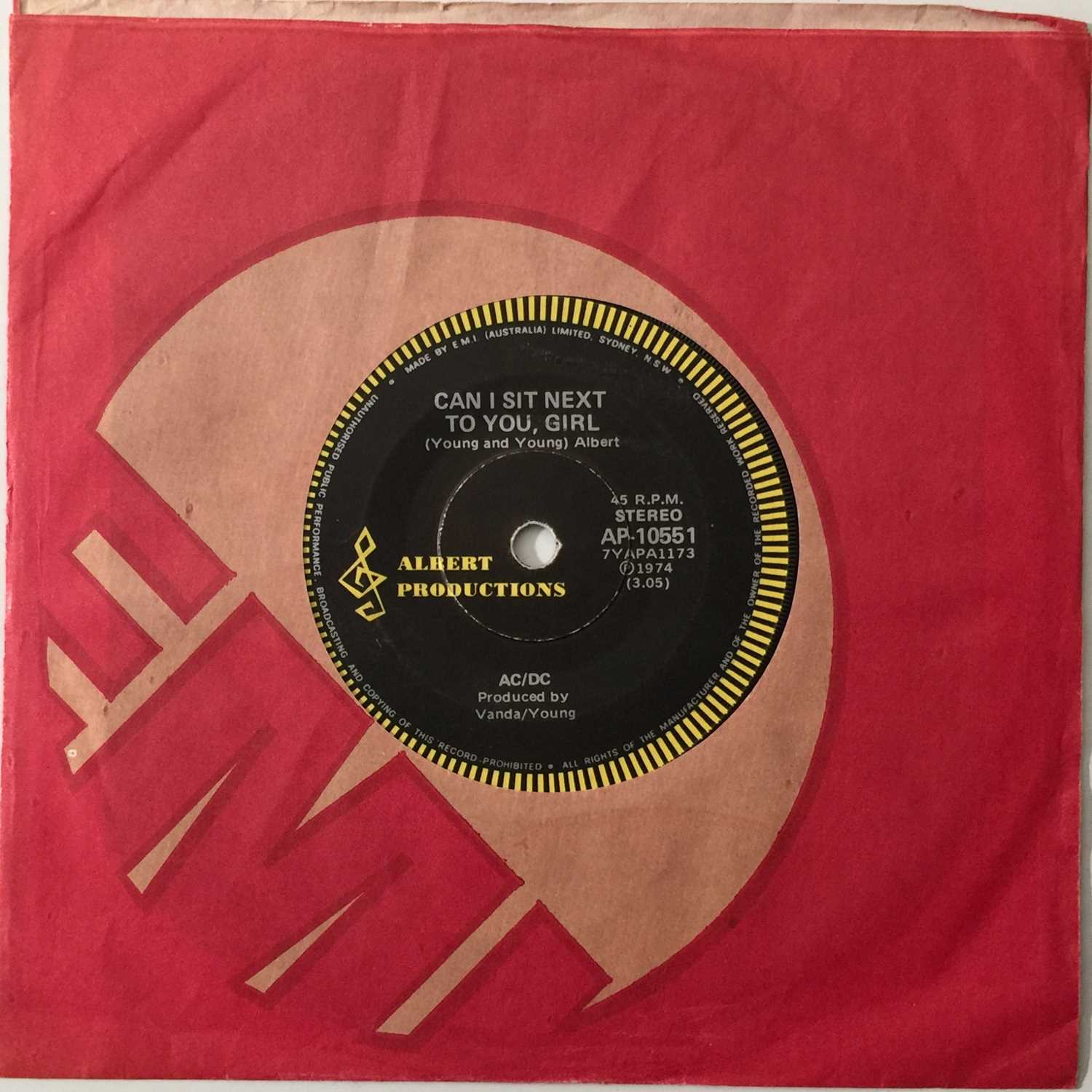 Lot 2 - AC/DC - CAN I SIT NEXT TO YOU, GIRL/ ROCKIN' IN THE PARLOUR 7" (AUSTRALIAN - AP-10551)