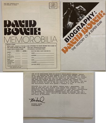 Lot 224 - DAVID BOWIE INTERNATIONAL FAN CLUB MEMORABILIA