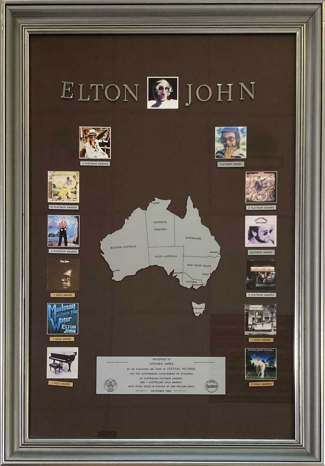 Lot 373 - ELTON JOHN - AUSTRALIAN AWARD.