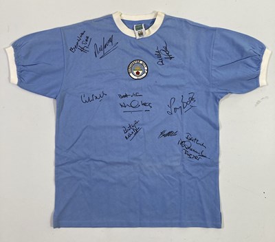 Lot 108 - FOOTBALL MEMORABILIA - MANCHESTER CITY LEGENDS SIGNED SHIRT.
