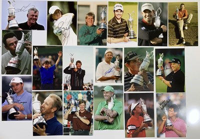 Lot 50 - GOLF MEMORABILIA - 18 SIGNED PHOTOS - BRITISH OPEN WINNERS.