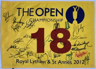 Lot 53 - GOLF MEMORABILIA - SIGNED 2012 OPEN FLAG.
