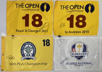 Lot 57 - GOLF MEMORABILIA - FLAGS SIGNED BY CHAMPIONSHIP WINNERS.