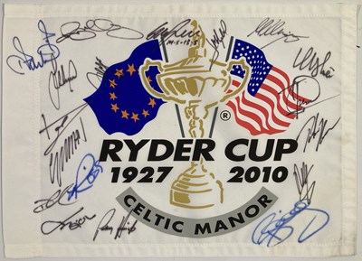 Lot 58 - GOLF MEMORABILIA - 2010 RYDER CUP FLAG SIGNED BY EUROPEAN TEAM.