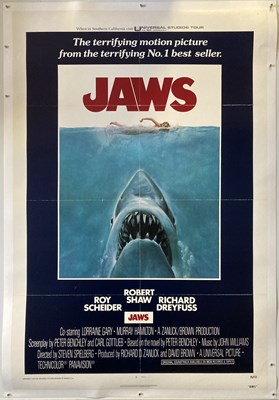 Lot 51B - JAWS ORIGINAL INTERNATIONAL US ONE SHEET LINEN BACKED POSTER