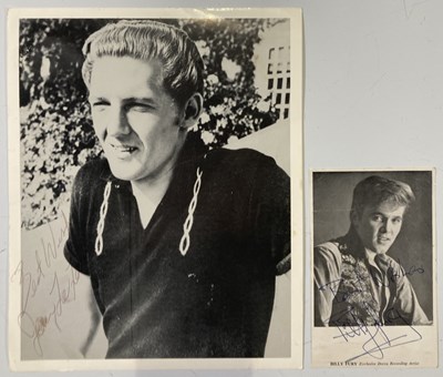 Lot 320 - ROCK AND ROLL MEMORABILIA - SIGNED PHOTOGRAPHS - JERRY LEE LEWIS / BILLY FURY.