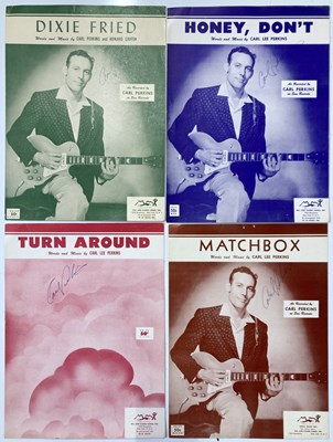 Lot 327 - CARL PERKINS - FOUR SIGNED PIECES OF SHEET MUSIC.
