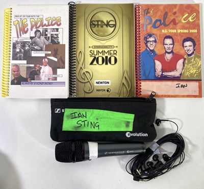 Lot 401 - STING/THE POLICE - STAGE USED MICROPHONE, HEADPHONES AND TOUR EPHEMERA.