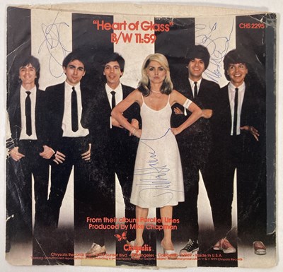Lot 290 - BLONDIE  - FULLY SIGNED HEART OF GLASS 7" SLEEVE.
