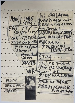 Lot 1 - HERMAN BROOD - A HANDWRITTEN SETLIST FROM 1978, NIJMEGEN.