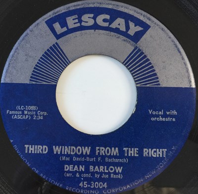 Lot 22 - DEAN BARLOW - THIRD WINDOW FROM THE RIGHT 7" (US SOUL - LESCAY 45-3004)