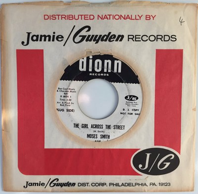 Lot 37 - MOSES SMITH - THE GIRL ACROSS THE STREET/ HEY LOVE 7" (US PROMO - DIONN 508)