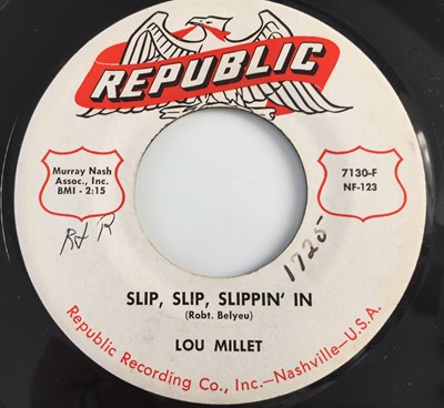 Lot 9 - LOU MILLET - SLIP, SLIP, SLIPPIN' IN/ SHORTY THE BARBER 7" (US ROCKABILLY - REPUBLIC 7130-F)