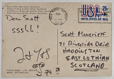 Lot 137 - THE BEATLES - A POSTCARD SENT BY JOHN LENNON - JUNE 1979.