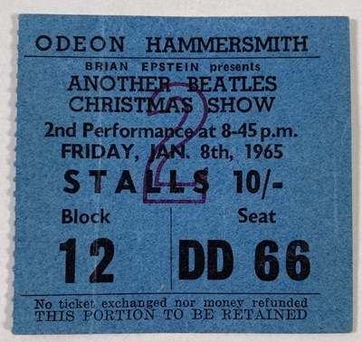 Lot 110 - THE BEATLES - ORIGINAL HAMMERSMITH ODEON TICKET, 1965.
